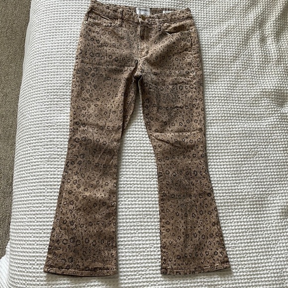 FRAME Le Crop Mini Boot Snake-print Mid-rise Bootcut Jeans Size 28 - Picture 2 of 9